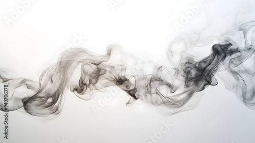 Floating Smoke Swirls: Ethereal smoke swirls in various patterns, floating gracefully against a pure white background. 