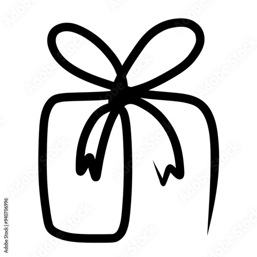 Gift package Present box illustration vector graphic stylized abstract oneline art for birthday or christmas prints