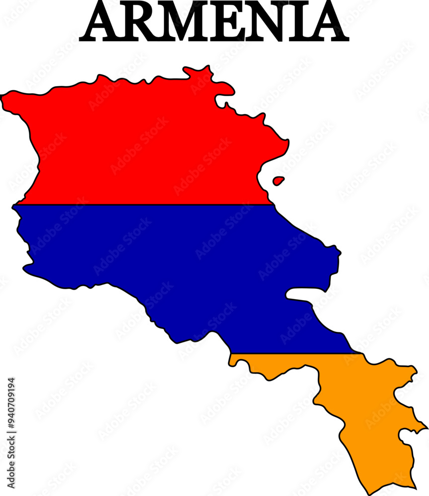 Obraz premium Flag map of Armenia. Print on T-shirt, cup, etc.