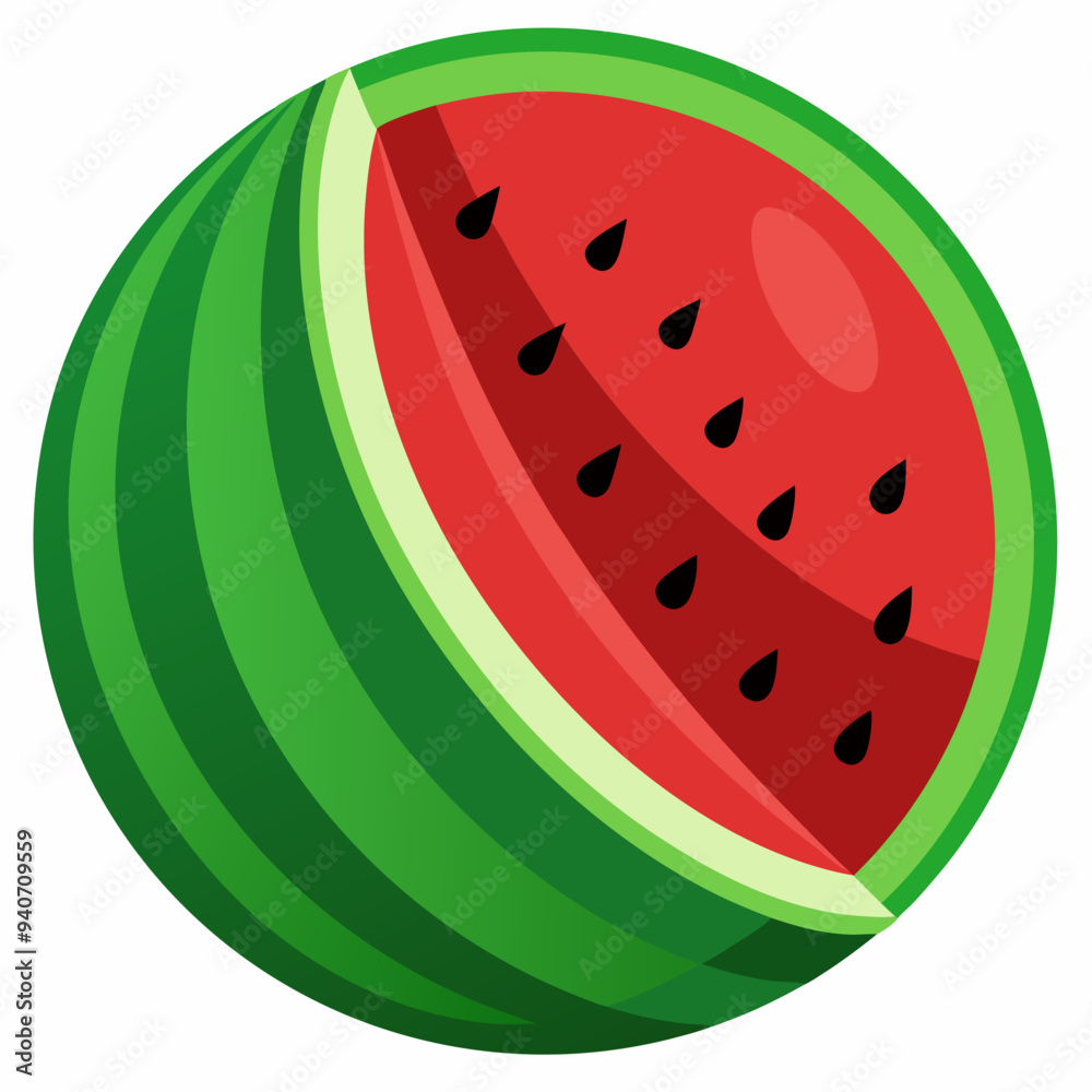 A Sliced Watermelon with Seeds and Green Rind A Sliced Watermelon with Seeds and Green Rind