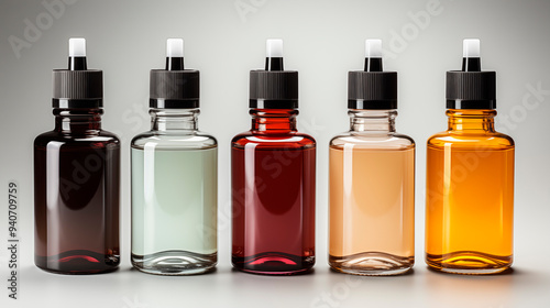 A group of plastic spray bottles, commonly used for household cleaning products. The uniform design and bright color