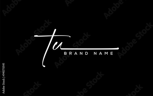 TU letter beauty handwriting vector logo.