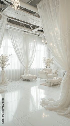 bright interior of a wedding salon. Clean composition