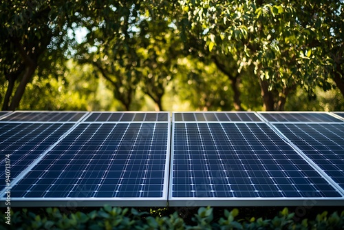 Solar Panels in a Lush Green Garden