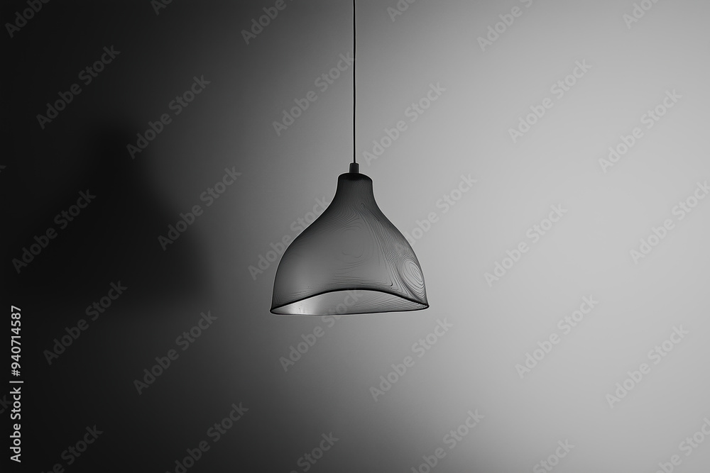 A lamp hanging from the ceiling in a dark room A lamp hanging from the ceiling in a dark room