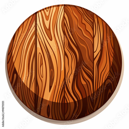 Oval Wooden Plank with Detailed Grain Pattern