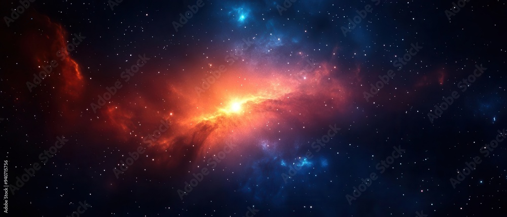 Stunning view of a distant galaxy with vibrant colors and twinkling stars, perfect for a cosmic-themed project or background. Stunning view of a distant galaxy with vibrant colors and twinkling stars, perfect for a cosmic-themed project or background.