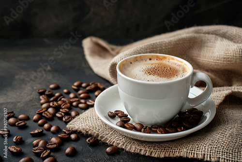 Espresso Coffee Cup With Beans