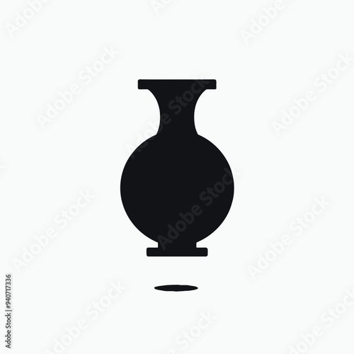  Silhouette vase, very simple and single vase  silhouette white background