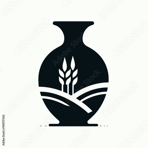  Silhouette vase, very simple and single vase  silhouette white background