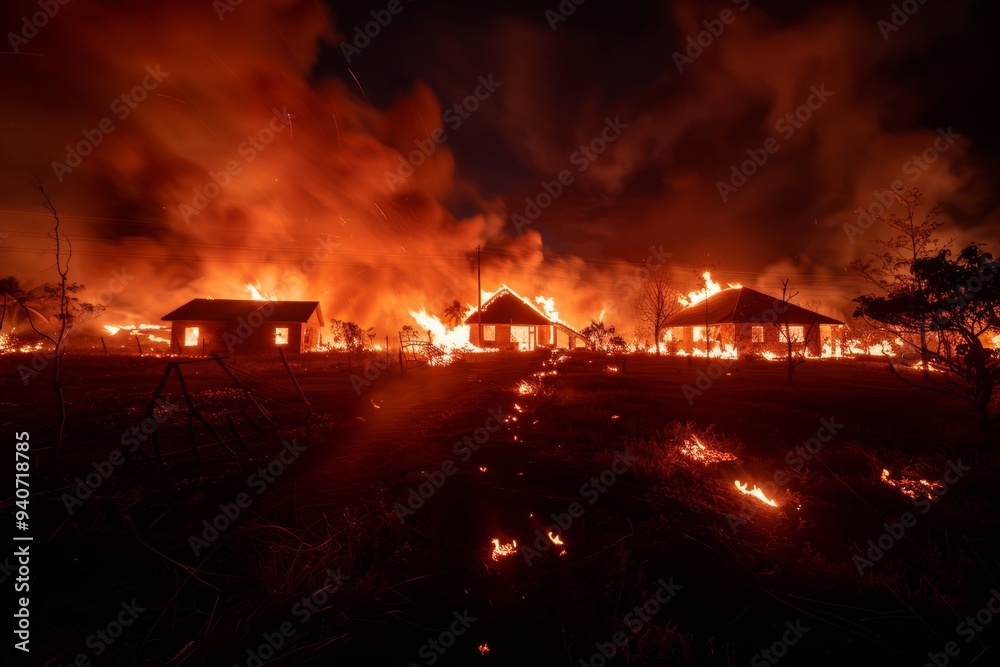 A radiant scorching scene in a catastrophic fire, with widespread flames and alarming intensity. A radiant scorching scene in a catastrophic fire, with widespread flames and alarming intensity.