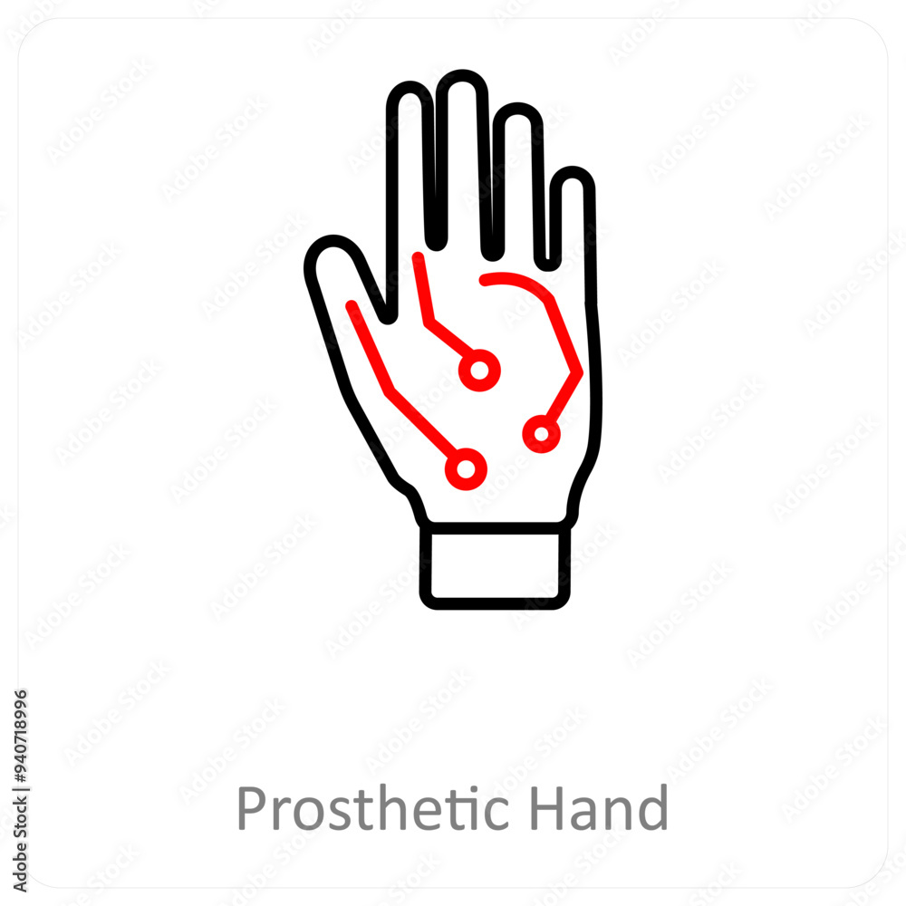 Obraz premium Prosthetic hand and Big data icon concept