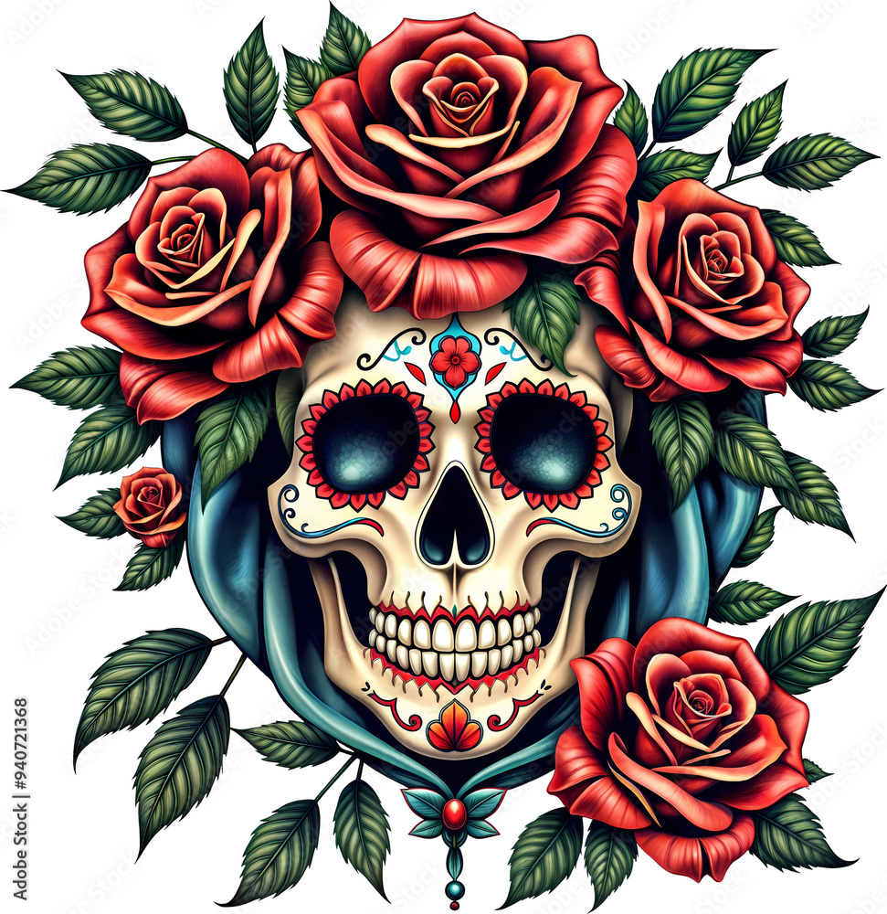 Floral Embellished Sugar Skull for Día de los Muertos Floral Embellished Sugar Skull for Día de los Muertos
