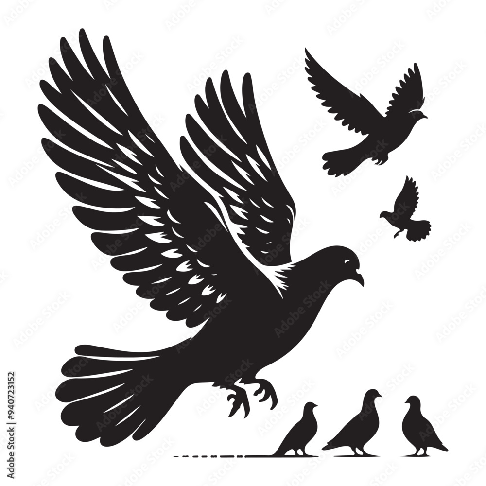 Obraz premium dove bird silhouette vector