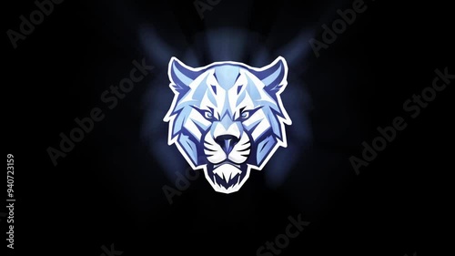 Fierce Blue and White Animal Mascot Logo with Liquid Glitch Effect for Sports Team