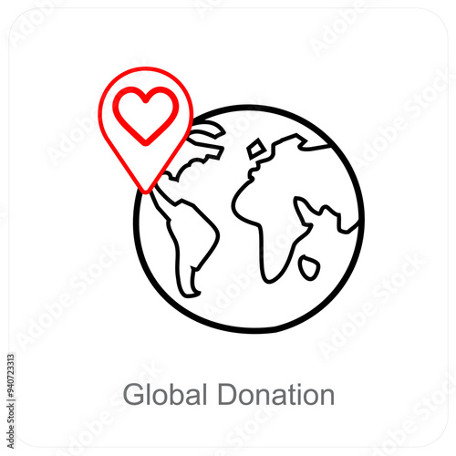 Global Donation and crowdfunding icon concept