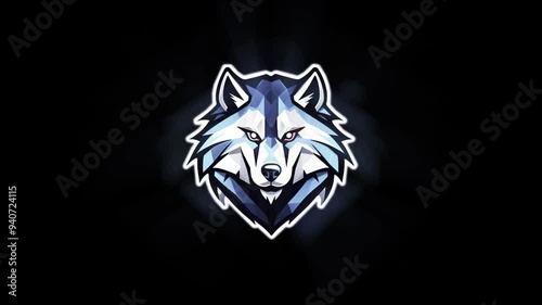 Fierce Blue and White Animal Mascot Logo with Liquid Glitch Effect for Sports Team