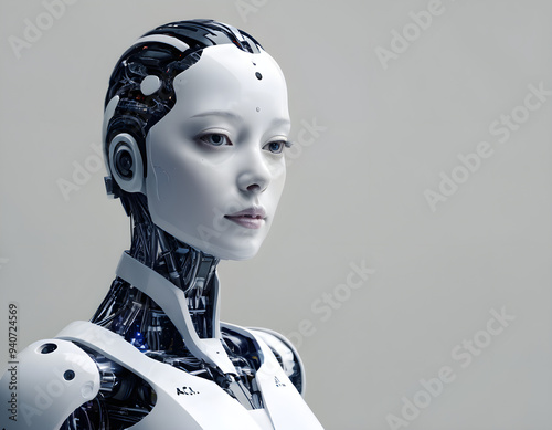 Beautiful female robot with artificial intelligence