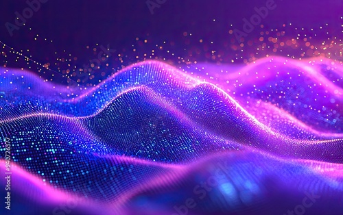 Abstract Digital Landscape with Purple and Blue Hues