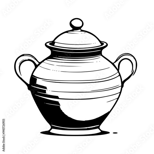 Captivating Silhouette of a Traditional Clay Pot: Timeless Elegance in Minimalist Art