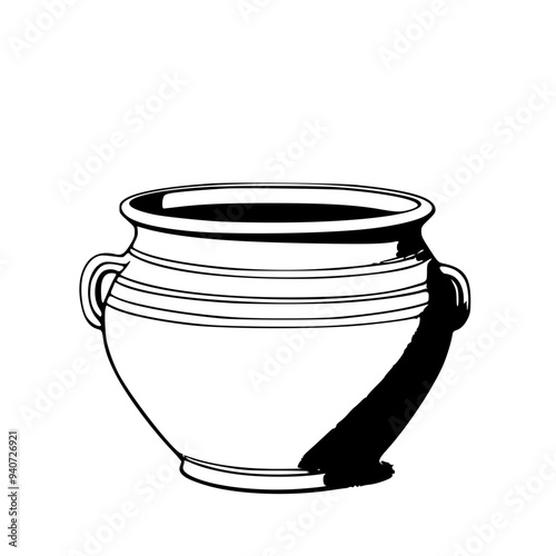 Captivating Silhouette of a Traditional Clay Pot: Timeless Elegance in Minimalist Art