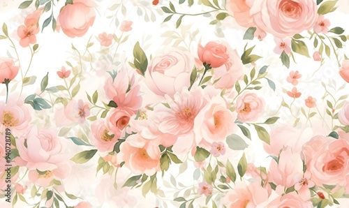 Wallpaper Mural watercolor rose ,Generative AI Torontodigital.ca