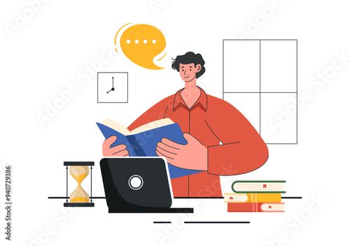 Examination Paper Vector Illustration with Online Exam, Form, Papers Answers, Survey or Internet Quiz in Flat Style Cartoon Background