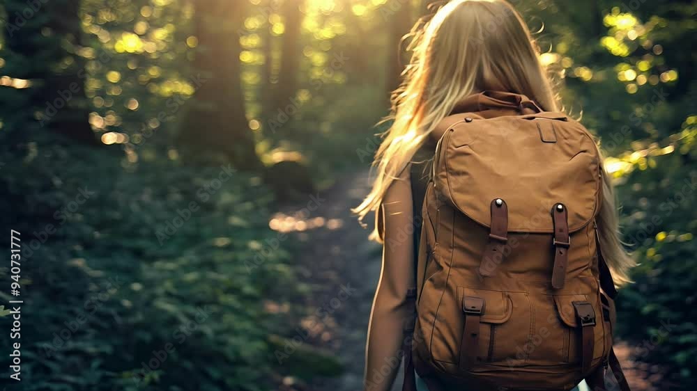 A person walks through a serene forest trail, illuminated by the warm glow of the setting sun, enjoying nature's beauty. A person walks through a serene forest trail, illuminated by the warm glow of the setting sun, enjoying nature's beauty.