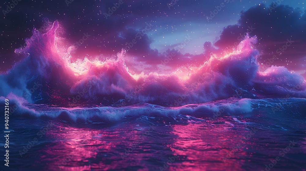 Fototapeta premium sea and neon light background