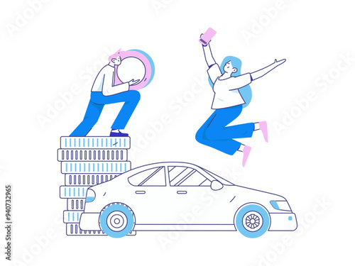 Buy insurance for car flat character vector concept operation illustration
