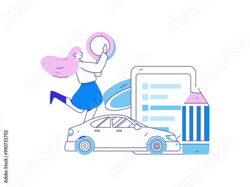 Buy insurance for car flat character vector concept operation illustration
