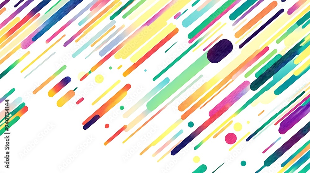Abstract Colorful Diagonal Lines and Dots on White Background Abstract Colorful Diagonal Lines and Dots on White Background
