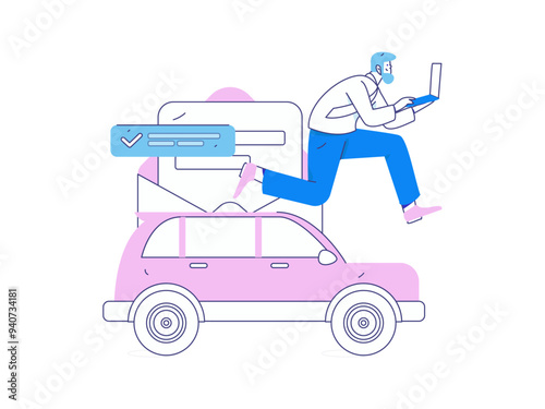 Buy insurance for car flat character vector concept operation illustration
