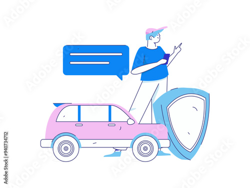 Buy insurance for car flat character vector concept operation illustration
