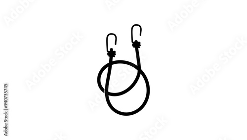 Bungee Cords with Hooks, black isolated silhouette