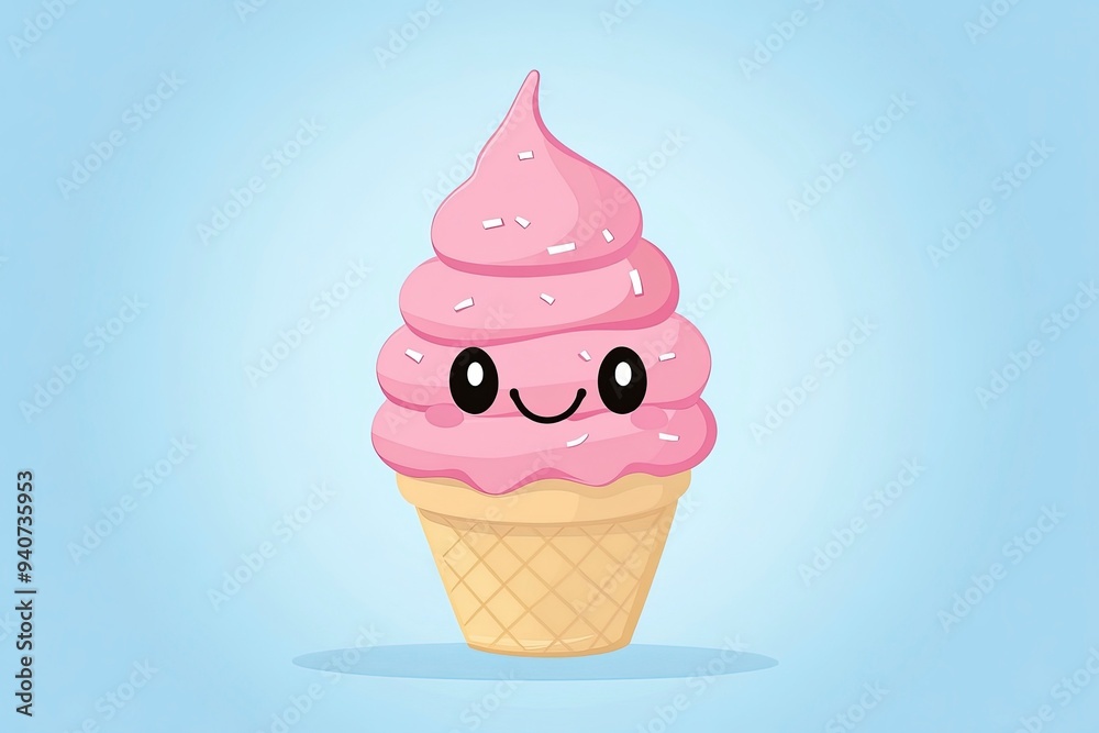 Vector Graphic of Cute Kawai Ice Cream Mascot Character. Vector Graphic of Cute Kawai Ice Cream Mascot Character.