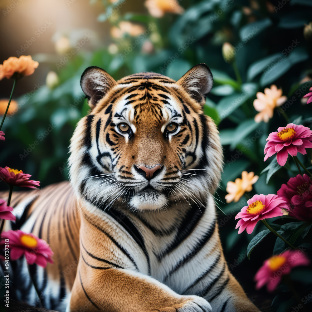 Fototapeta premium Angry tiger in the forest