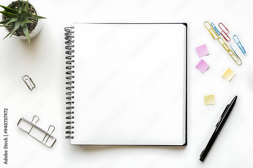 Blank Notebook with Office Supplies Blank Notebook with Office Supplies