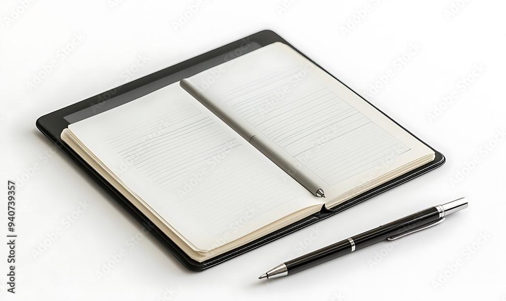 Blank Notebook with Pen Ready for Notes Blank Notebook with Pen Ready for Notes