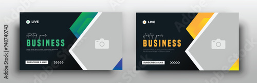 YouTube video thumbnail template of business online webinar conference template	