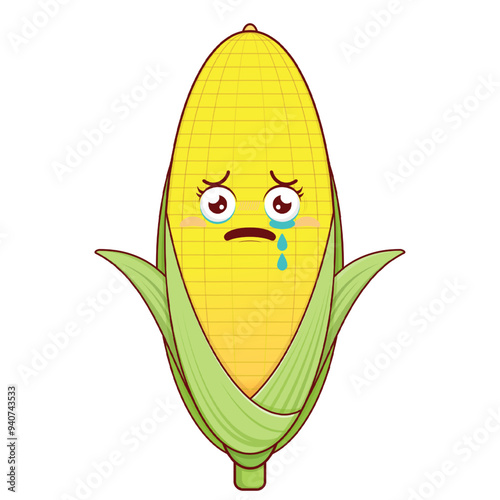 corn scared face cartoon cute