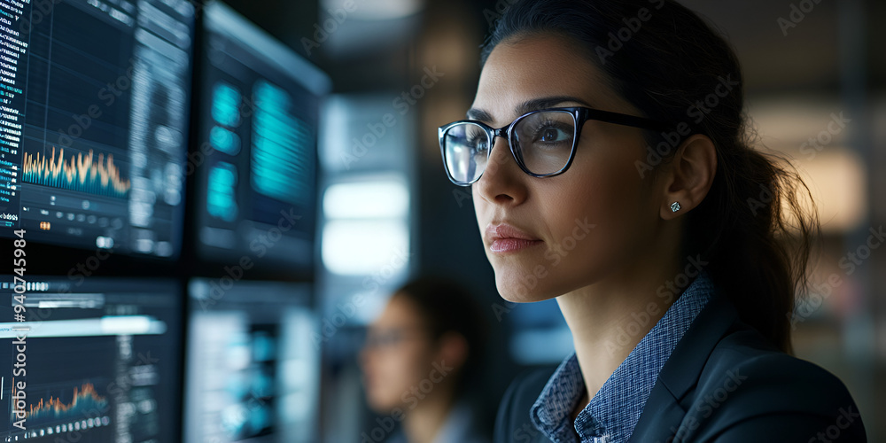 Woman Analyzing Data on Screens
Woman Analyzing Data on Screens