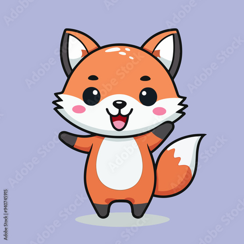 Cute Cartoon Fox Character with a Big Smile Illustration Vector eps 10