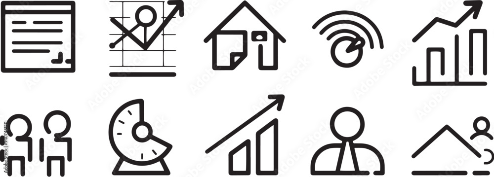 A simple vector icon set featuring a real-time traffic, visitor demographics, sessions, and unique users A simple vector icon set featuring a real-time traffic, visitor demographics, sessions, and unique users