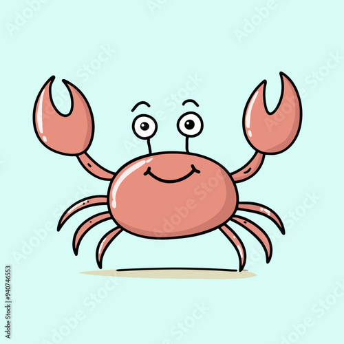 Cute Cartoon Crab with Big Eyes and a Smile Illustration Vector eps 10 photo