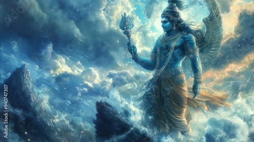 Samolepka HD wallpaper: Vishnu Narayana, Lord Shiva illustration, God, Lord Vishnu, repres