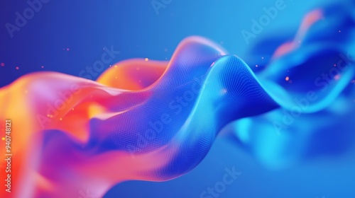 Wallpaper Mural Abstract digital painting with flowing blue and orange liquid.  Sparkling particles add depth and dimension.  Great for tech backgrounds or website headers. Torontodigital.ca