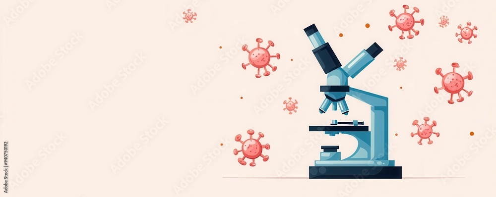 Illustration of a microscope analyzing virus particles. Ideal for scientific, medical research, and virology related concepts. monkeypox Illustration of a microscope analyzing virus particles. Ideal for scientific, medical research, and virology related concepts. monkeypox