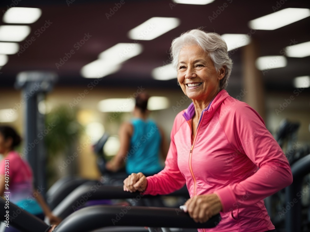 a happy senior women a gym a happy senior women a gym