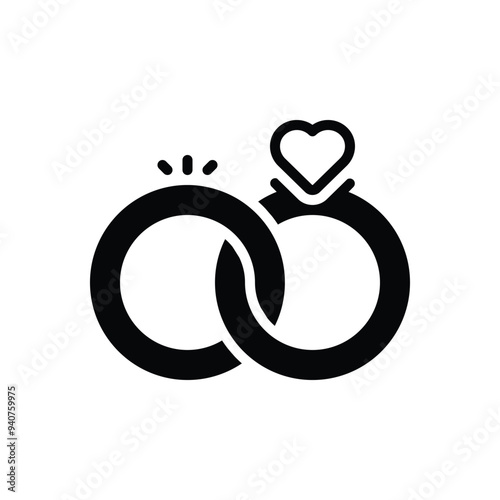Black solid icon for couple ring